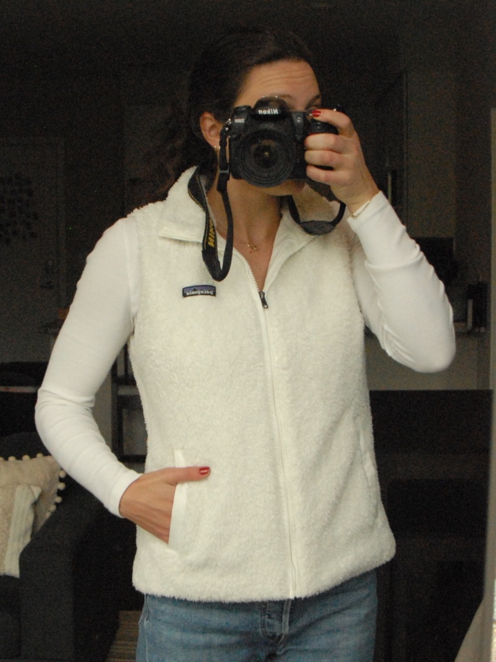 Patagonia Women's Sherpa Vest White Zip-Up size L